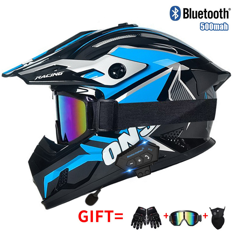 Helm Motor Off Road dengan Kac - Full Face Motorcycle Helmet With Bluetooth ulasan dan harga