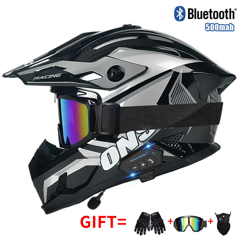 Helm Motor Off Road dengan Kac - Full Face Motorcycle Helmet With Bluetooth ulasan dan harga