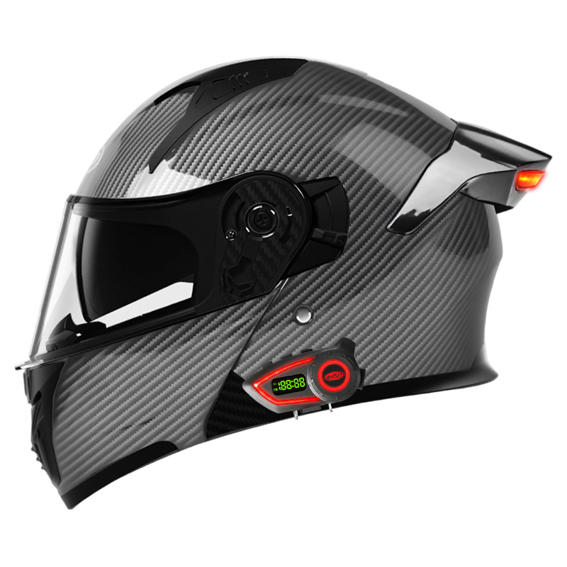 Helm Motor Bahan ABS Double Vi - Full Face Motorcycle Helmet With Bluetooth ulasan dan harga