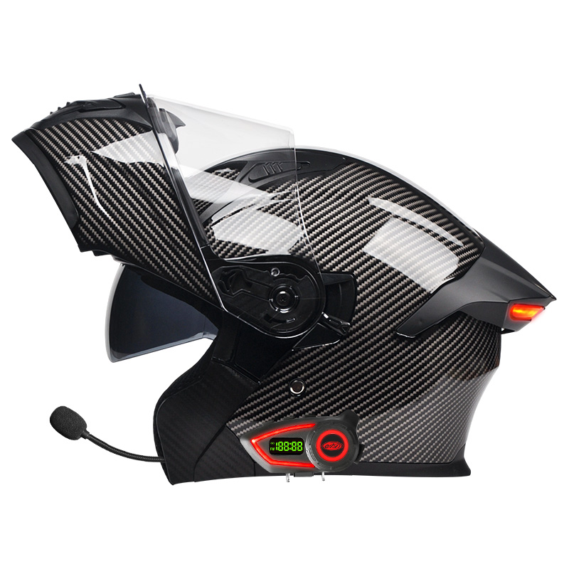 Helm Motor Bahan ABS Double Vi - Full Face Motorcycle Helmet With Bluetooth ulasan dan harga