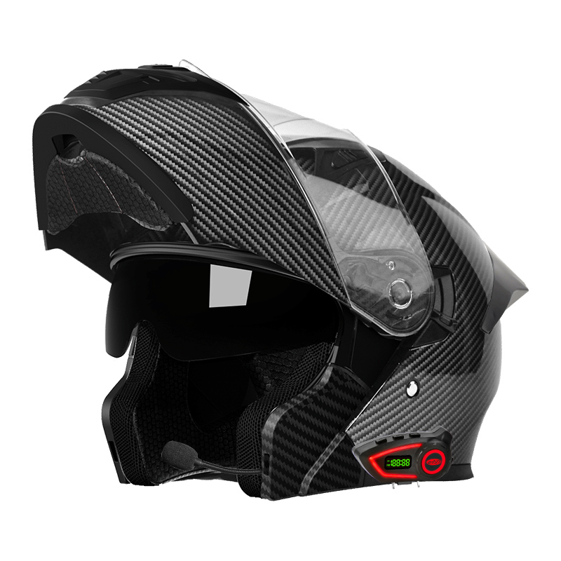 Helm Motor Bahan ABS Double Vi - Full Face Motorcycle Helmet With Bluetooth ulasan dan harga