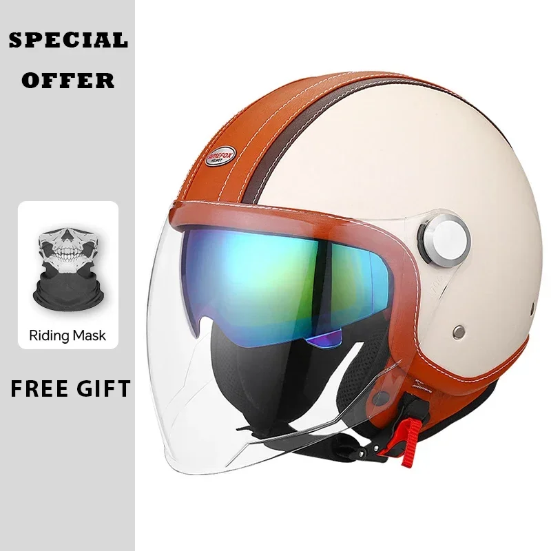 Helm Motor Kulit Klasik Model  - Vintage Open Face Retro Helmet ulasan dan harga